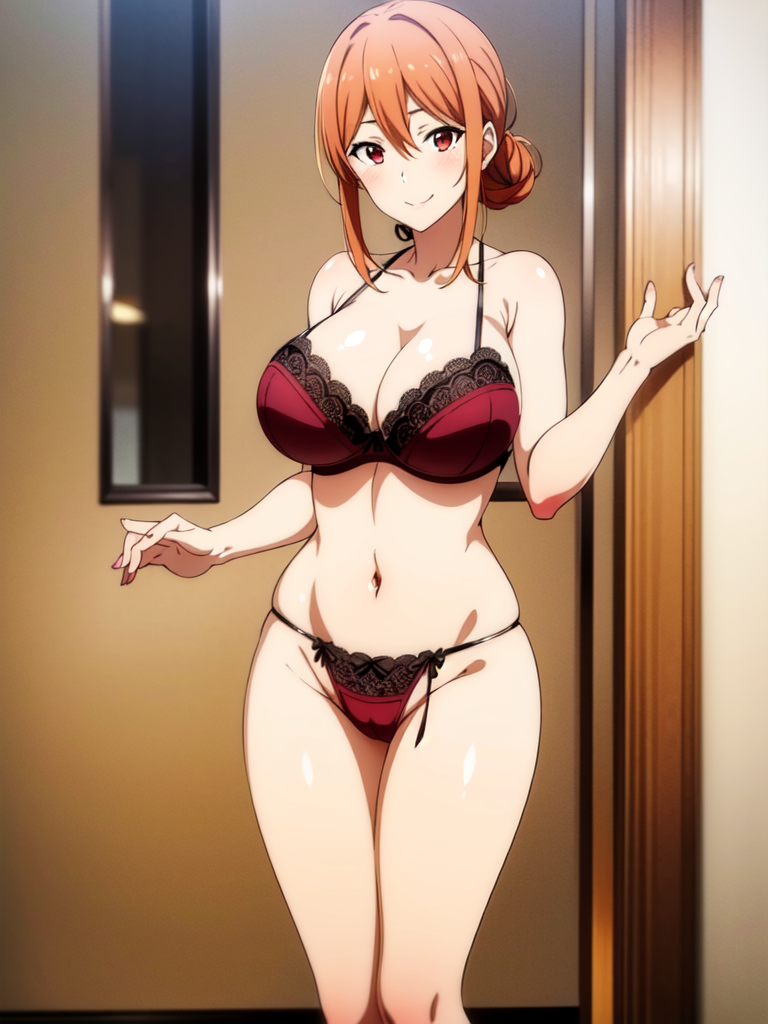 1 msichana anayevutia matiti_makubwa amepasua sidiria milf chungwa_nywele chupi nyekundu_macho chupi yahari_ore_no_seishun_lovecome_wa_machigatteiru. yuigahama_yui's_mama zengai