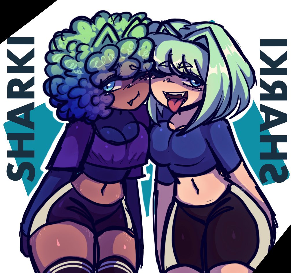 2_girls big_punda matiti_makubwa chibisprinkles moto big_punda big_matiti sharki_(chibisprinkles) thick_thighs ulimi toungue_out twitter_artist