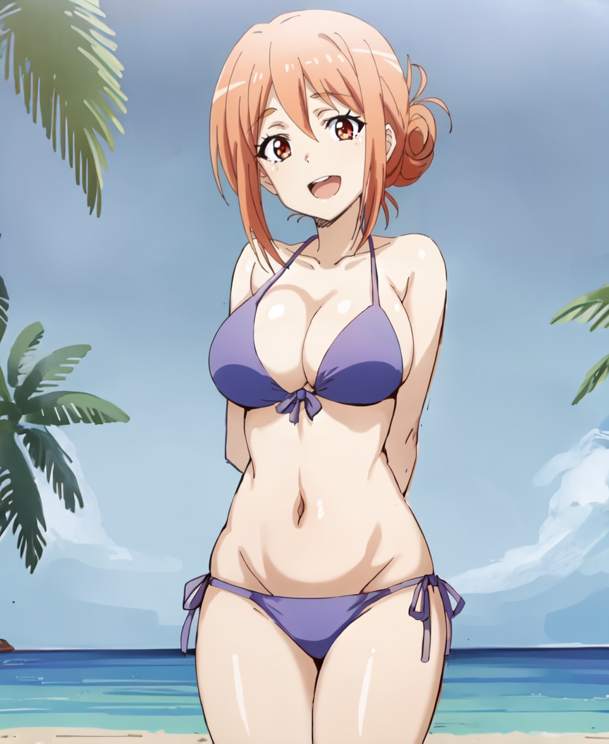 1girl alluring beach matiti_makubwa blue_sky cleavage milf ocean yahari_ore_no_seishun_lovecome_wa_machigatteiru. yuigahama_yui's_mama zengai