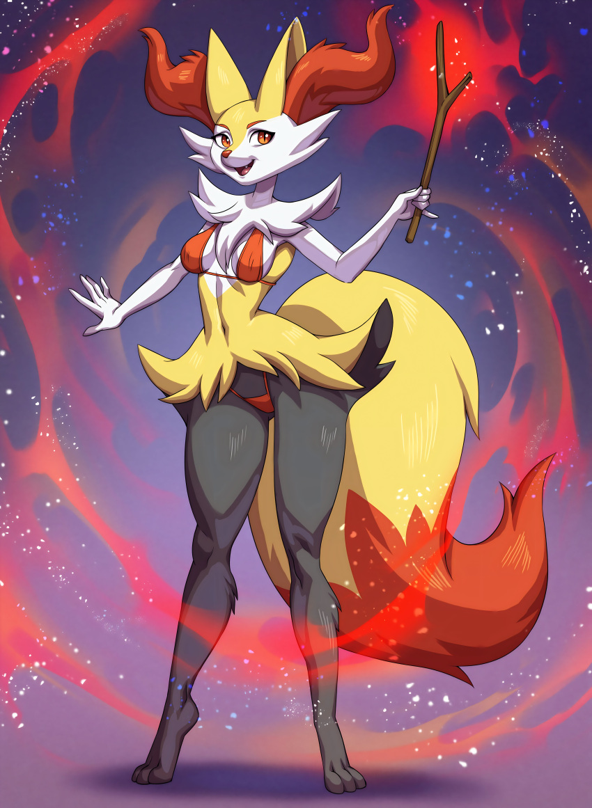 1 msichana alancampos_(msanii) alanscampos_(msanii) big_punda big_matiti bikini braixen canine cute fluffy_masikio fluffy_tail mkia nyeupe_ngozi njano_ngozi